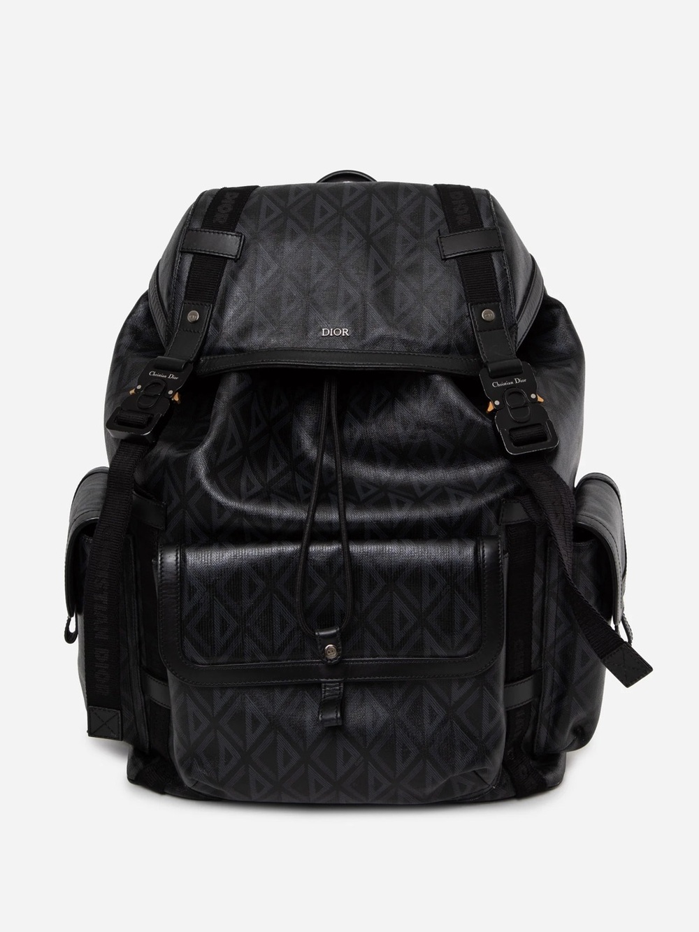 Christian Dior 2022 Black Canvas CD Diamond Hit The Road Backpack